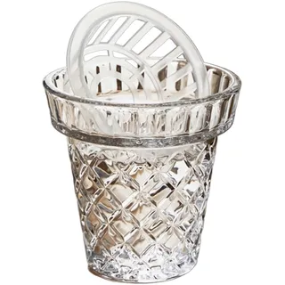Geprägte Eingedickte Glasvase Breiter mund Innjoii Große Basis 15.5cm Große Schüssel Bouquet Transponieren Vasen mit Hydroponic Baskets Vintage Aquaponics Bouquet Orchideen Avocado PhalaenopsisRhombus