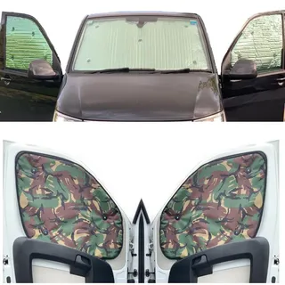 Thermo-Jalousien Kombatibel Mit Citroen Berlingo (2008-2018)(Frontset) Rückenfarbe in Tarnfarbe, Reversibel und Thermisch