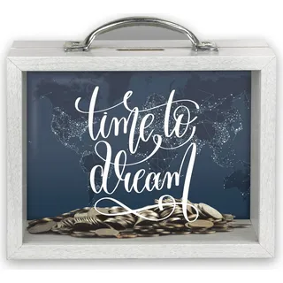 ZEP Spardose weiß Glas MDF-Platten Holzkasten 6,5x21x17 cm)