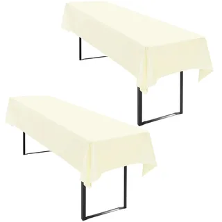 2 Stück Tischdecke Bierzeltgarnitur 110 x 260cm Beige Biertischdecke für 50-70 cm Tischbreite, Polyester Premium Wiederverwendbar Biertisch Tischdecken für Biertischgarnitur