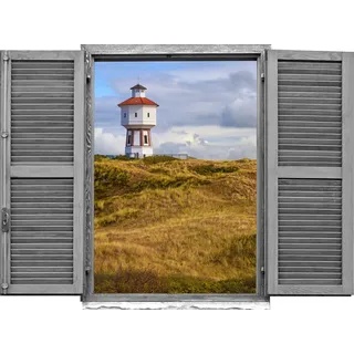 Queence "Leuchtturm", Wandsticker, Wandbild, selbstklebend, 3D, Fenster,