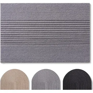 Blumtal Fußmatte 40x60 cm - rutschfeste Schmutzfangmatte - Fußabtreter mit Muster - Fußmatten Haustür - Türmatte aus Polyester - Fußmatte innen/Schmutzfangmatte außen/Türvorleger Hellgrau