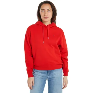 Tommy Hilfiger Damen Hoodie Flag On Chest mit Kapuze, Rot (Fierce Red), L
