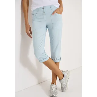3/4-Hose CECIL "Style YorkStyle NewYork", Damen, Gr. 29, N-Gr, blau (diamond blau), Web, Obermaterial: 98% Baumwolle, 2% Elasthan, unifarben, regular fit 3/4-Länge, Hosen 3/4-Hose, im Five-Pocket Style