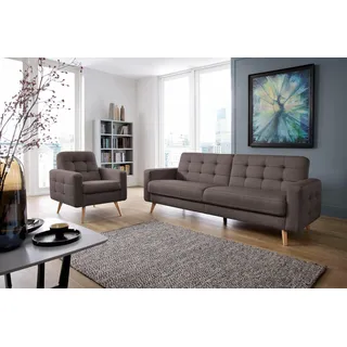 exxpo - sofa fashion Eckcouch Nappa 3-Sitzer Braun