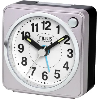FILIUS zeitdesign Quarzwecker Wecker, Reisewecker, Schlafzimmer, Leuchtzeiger,schleichende Sekunde, goldfarben