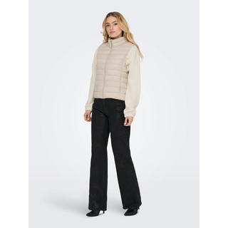 Steppweste ONLY "ONLTAHIA LW QUILTED WAISTCOAT OTW CC OTW", Damen, Gr. S, beige (pumice stone), Steppware, Obermaterial: 100% Nylon, unifarben, regular fit normal, Westen Steppweste, leicht glänzende Oberfläche