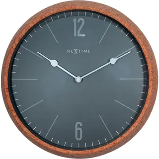 Nextime Wanduhr , Braun, Grau , Holz, Glas , Kork , 30x30x8 cm , RoHS, Ce , leises Uhrwerk , Dekoration, Uhren, Wanduhren