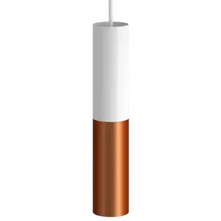 Creative Cables Textil Doble Tub-e14 Hängelampe - Matt White / Satin Copper - One Size