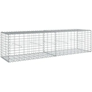 vidaXL Gabione mit Deckel 200x50x50 cm Verzinktes Eisen - Silber
