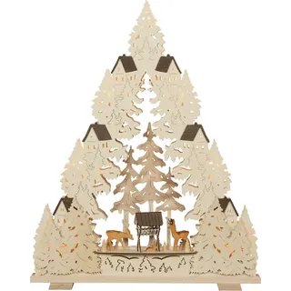 Saico Original Lichterspitze Waldzauber« mit Rehen LED-Beleuchtung, natur BxHxT: 52x65,5x5cm NEU - Naturbelassen