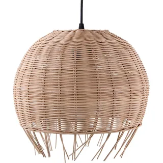 BELIANI Hängeleuchte Hellbraun Rattan Schirm in Kugelform mit Korbgeflecht Ethno Stil - Beige