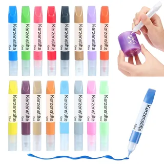 Ovaletta 16 Stück Kerzenstifte, Kerzen Bemalen Set, Wachsstifte für Kerzen, Candle Pen Ideal zum Dekorieren und Gestalten Kerzenfarbe, Keramik Bemalen Set, je 10 ml