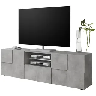 Home Affaire Dama Lowboard 181 cm Grau Kunststoff/Metall/MDF/Melamin/Holzwerkstoff