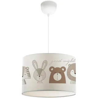 lux.pro Kinderhängeleuchte Rugby , Creme, Braun , Textil , Tiere , Rund , E27 , 28x70x28 cm , Lampen & Leuchten, Kinderzimmerlampen