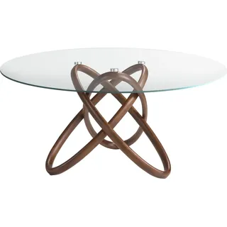Angel Cerdá Esstisch runde gehärtetes Glas aus walnussfarbenes Holz 1020-Ø150