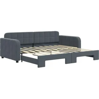 vidaXL Tagesbett Ausziehbar Dunkelgrau 90x190 cm Samt - Grau