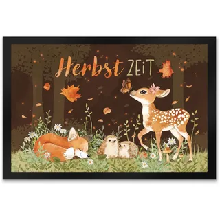 speecheese Fußmatte XXL in 50x75 cm Tier des Waldes mit Spruch Herbstzeit | ein bunter mit Fuchs Igel und Reh für Naturfreunde Motiv Frauen Geburtstag Herbst