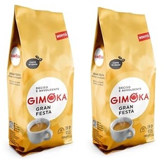 Gimoka - Ganze Kaffeebohnen - 2 Kg - Mischung GRAN FESTA - Intensität 11 - Made In Italy - 2 Packungen À 1 Kg