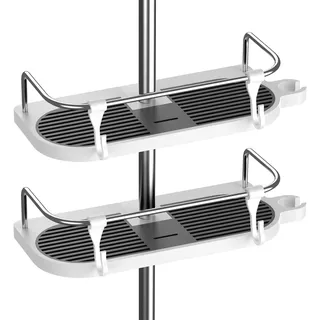 Hawsam Duschablage Ohne Bohren für Duschstange, Neu Aktualisierte Universalgröße Badezimmer Organizer für Runde Duschstange mit Durchmesser von 18mm-25mm, 2 Stück