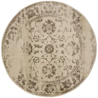 benuta Vintage-Teppich Suki ø 120 cm rund , Creme, Braun , Kunststoff , Vintage , Rund , 120x120 cm , Oeko-Tex® Standard 100 , für Fußbodenheizung geeignet, in verschiedenen Größen erhältlich, pflegeleicht , Teppiche und Böden, Teppiche, Vintageteppiche