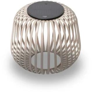 LUUK Studio Kabellose Tischlampe aufladbar via Solar & USB-C, modernes Boho Design, dimmbar & Windlicht, IP65 wetterfeste Außenbeleuchtung, Solar Designlampe für drinnen & draußen, Nomad Braun