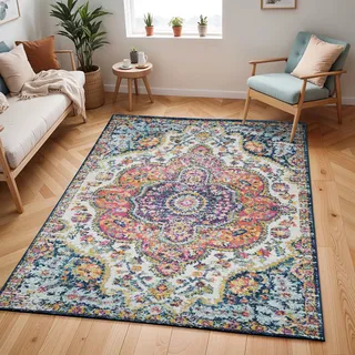 Surya Teppich »RABAT«, rechteckig, 8 mm Höhe, Vintage Orientteppich, Kurzflor Boho Wohnzimmerteppich, Läufer Surya bunt B: 120 cm   1 St.