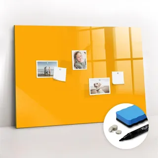 Tulup Magnettafel 100x70 Dunkelgelb schwarzer Marker , Glas , 100x0.4x70 cm , Bilder & Rahmen, Pinnwände & Magnettafeln