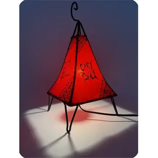 Orientalische Lampe Hennalampe marokkanische Lederlampe Tischleuchte Stehleuchte Pyramide Orient 35-38 cm, rot - Rot