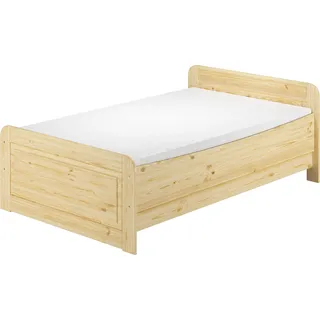 Seniorenbett extra hoch 120x200 Einzelbett Holzbett Gästebett Massivholz Zubehör wählbar V-60.42-12Rollrost und Matratze inkl. - Braun