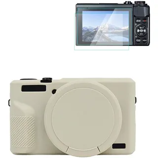 Rieibi Silikonhülle für Canon G7X Mark III Gehäuse, G7X Mark III Zubehör mit 2 Stück Displayschutz, abnehmbare Objektivabdeckung für Canon G7X Mark III Hülle