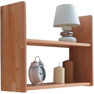 Mid.you Wandregal , Buchefarben , Holz , Buche , massiv , 2 Fächer , 60x45x20 cm , in verschiedenen Größen erhältlich , Wohnzimmer, Regale, Wandregale