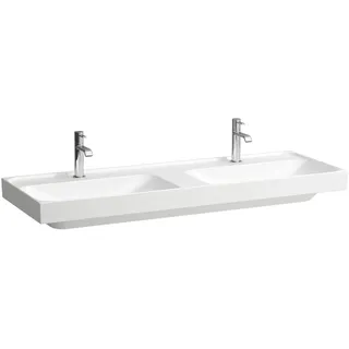 LAUFEN MEDA Doppelwaschtisch, unterbaufähig, 1300x460mm, 1 Hahnloch je Becken, ohne Überlauf, H8141124001111, Farbe: Weiß mit LCC