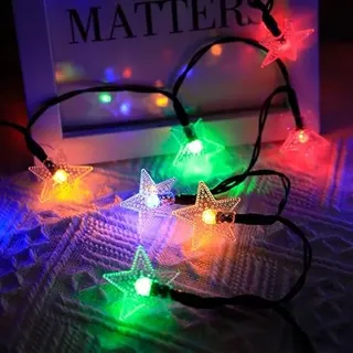 ANTEROOF Solar Lichterkette außen, 50er 7M LED Stern Lichterkette, 8 Modi IP65 Wasserdicht Mehrfarbig Lichterkette für Bäume, Weihnachten, Hochzeit, Party, Indoor und Outdoor