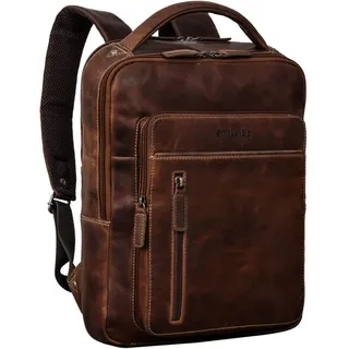STILORD 'Tory' Leder Rucksack Groß Herren Damen Business Vintage Rucksack Laptoprucksack 13-14 Zoll Handgepäck Reiserucksack Travel Backpack Echtleder, Farbe:salerno - braun