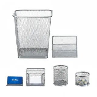 Relaxdays Schreibtisch Organizer Zettelbox Silber 6 St.