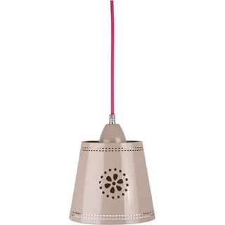 Kleine Pendelleuchte einflammig mit Metallschirm Beige im Landhausstil Ø 17,5cm