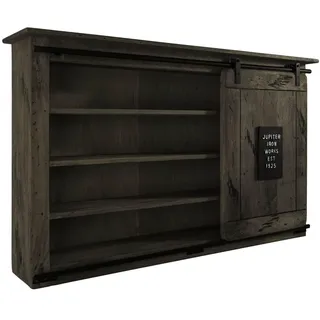 MASSIVMOEBEL24.DE Wandregal Mango grau lackiert Railway #258 | 130 cm (BxTxH) 31 kg Industrial montiert vollmassiv