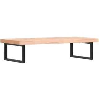 Waschbeckenregal Wandmontage Stahl und Massivholz Buche - Braun, Schwarz