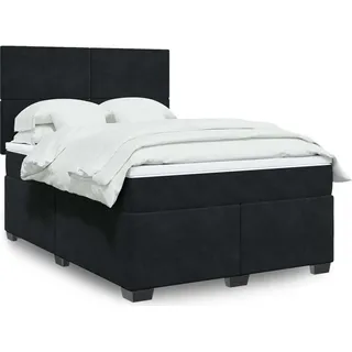 Langlebige Boxspringbett mit Matratze Schwarz 160x200 cm Samt Gästebett mit Lattenrost Möbel4141256 - Schwarz