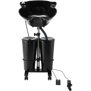 Vevor Friseur Waschbecken, Haarwaschwanne mit elektrischer Pumpe, inkl. 2 Eimern, 2 Duschköpfen, Ablaufschlauch, höhen- und winkelverstellbarer Rückwärtswaschbecken für Friseursalon, schwarz