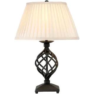 Kleine Nachttischlampe CAMELOT h:29cm Stoff Schirm Rustikal Design Tischleuchte