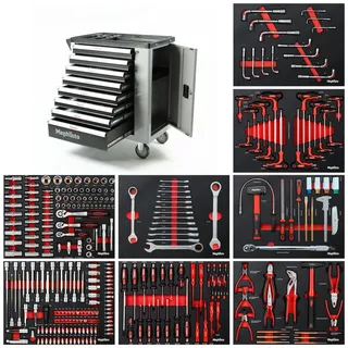 Mephisto XXXL Werkstattwagen Premium Pro Werkzeugwagen 8 Schubladen mit Werkzeug gefüllt