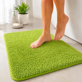 Floordirekt Badematte Sky - Badezimmerteppich - Weicher, dichter Hochflor - Rutschhemmend & Schnell trocknend - Geeignet für Fußbodenheizung - Eckig & Rund (80 x 150 cm, Apfelgrün)
