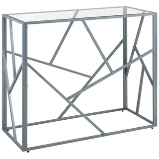 Beliani Konsolentisch Glas silber Orland , 100x85x40 cm , Wohnzimmer, Wohnzimmertische, Konsolentische