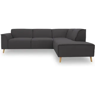 DOMO. collection Ecksofa Jules FK, skandinavisches Sofa mit Federkern, Couch Garnitur mit Holzfüßen, 263 x 191 x 81 cm (BxTxH), Ottomane rechts, pepper