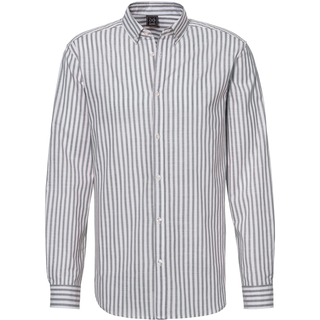 Langarmhemd JOHN DEVIN "Regular Fit", Herren, Gr. XXXL (47/48), N-Gr, grau, gestreift, Web, Obermaterial: 100% Baumwolle, gestreift, regular fit normal, Rundhals, Manschette, Hemden Langarmhemd, Streifenhemd mit Button-down-Kragen, aus reiner Baumwolle