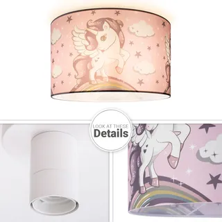 Paco Home Deckenleuchte »Hugo Cosmo 213«, Leuchtmittel E27   ohne Leuchtmittel, Kinderlampe LED Kinderzimmer Lampe Mit Einhorn, E27, weiß