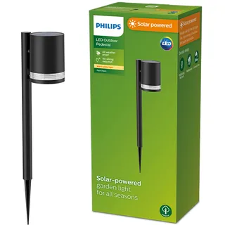 Philips Outdoor Solar Fyce Sockelleuchte Spiess 1.5W, Tageslichtsensor, schwarz