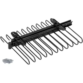 Emuca - Ausziehbarer Hosenbügel für Kleiderschrank, Hosen aufhänger ausziehbar mit 11 hosenhaken, Schwarz, Stahl